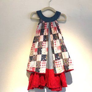 Cutey Couture 100% Cotton Americana Layered Patchwork Dress Sz: 4/5